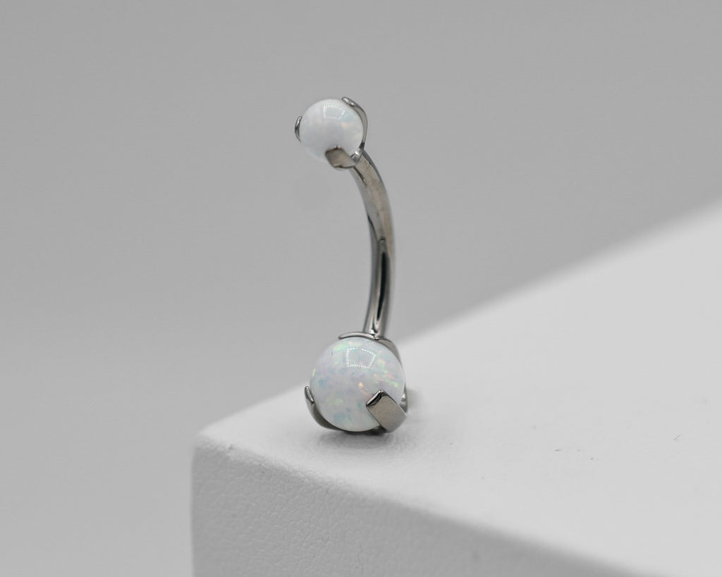 Natural Stone / Opal Prong Navel Curve by Industrial Strength (ALL COLORS)