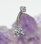 Prong-Set Round Faceted Gem Navel Curve by Industrial Strength (ALL COLORS)