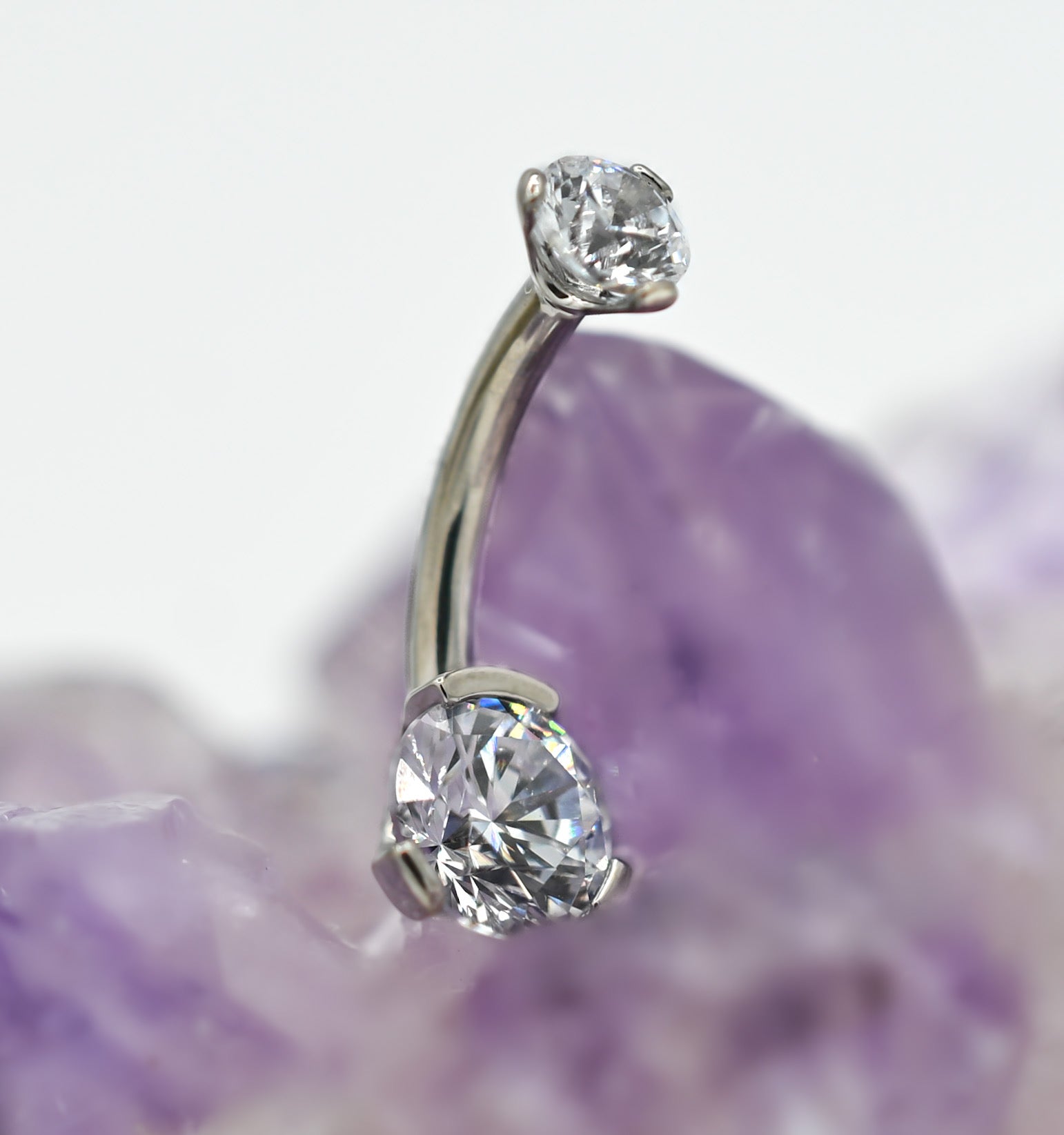 Prong-Set Round Faceted Gem Navel Curve by Industrial Strength (ALL COLORS)