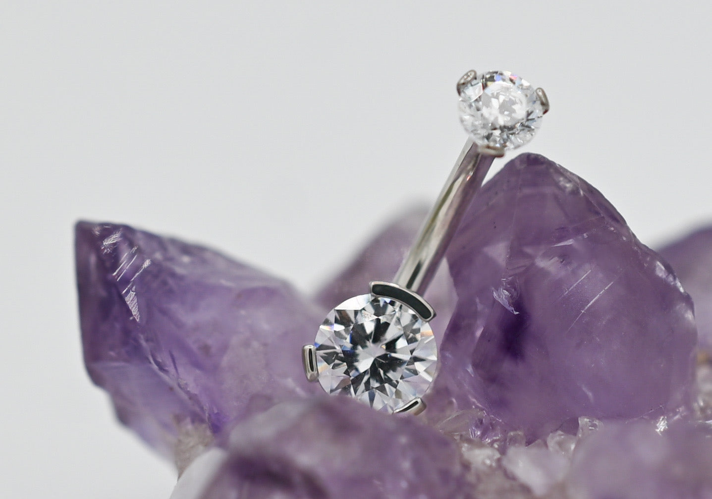 Prong-Set Round Faceted Gem Navel Curve by Industrial Strength (ALL COLORS)