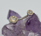 Faceted CZ Bezel-Set Navel Curve (6mm Bottom/4mm Top) by Industrial Strength