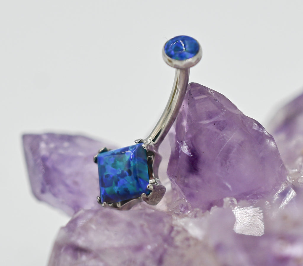 Opal Princess-Cut Navel Curve by Anatometal (ALL COLORS)
