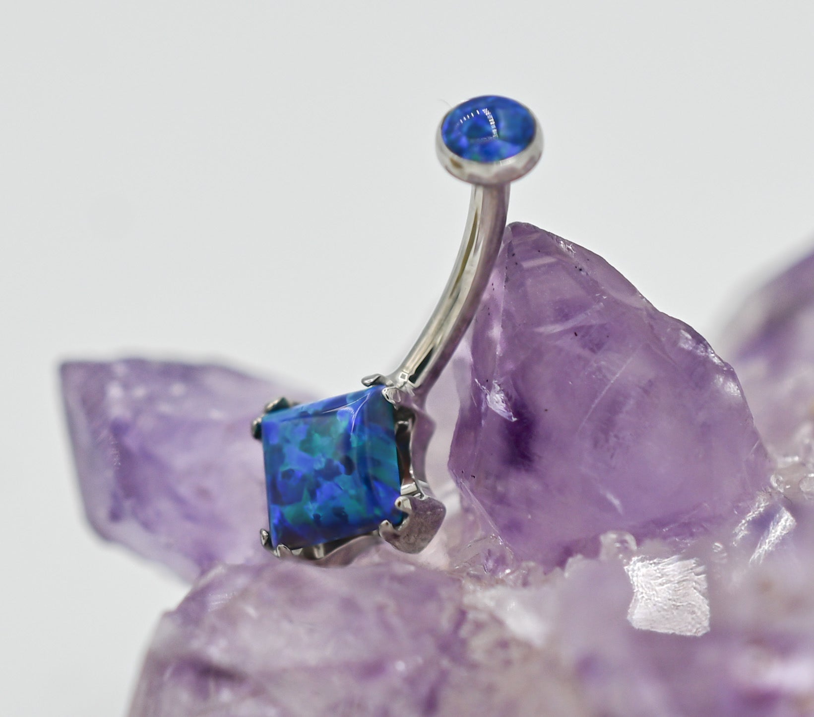 Opal Princess-Cut Navel Curve by Anatometal (ALL COLORS)