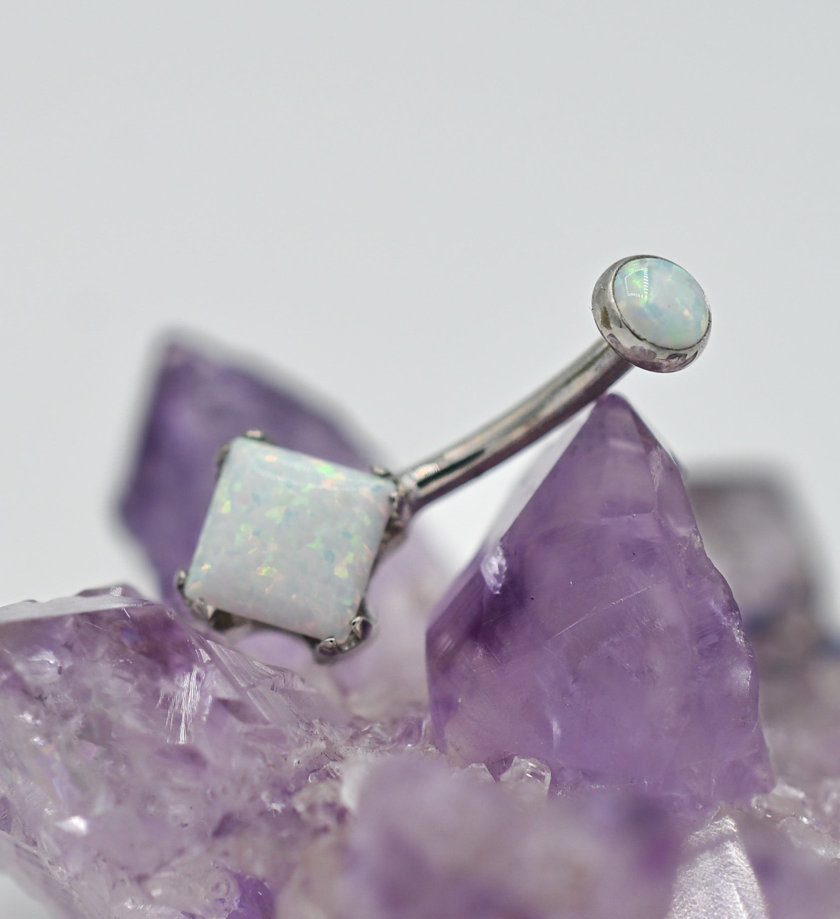 Opal Princess-Cut Navel Curve by Anatometal (ALL COLORS)