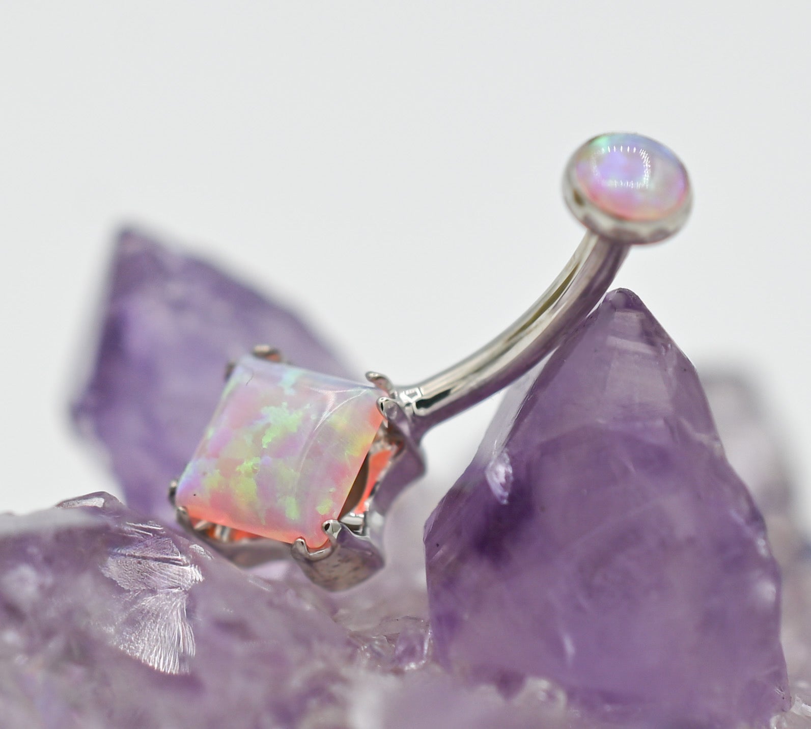 Opal Princess-Cut Navel Curve by Anatometal (ALL COLORS)