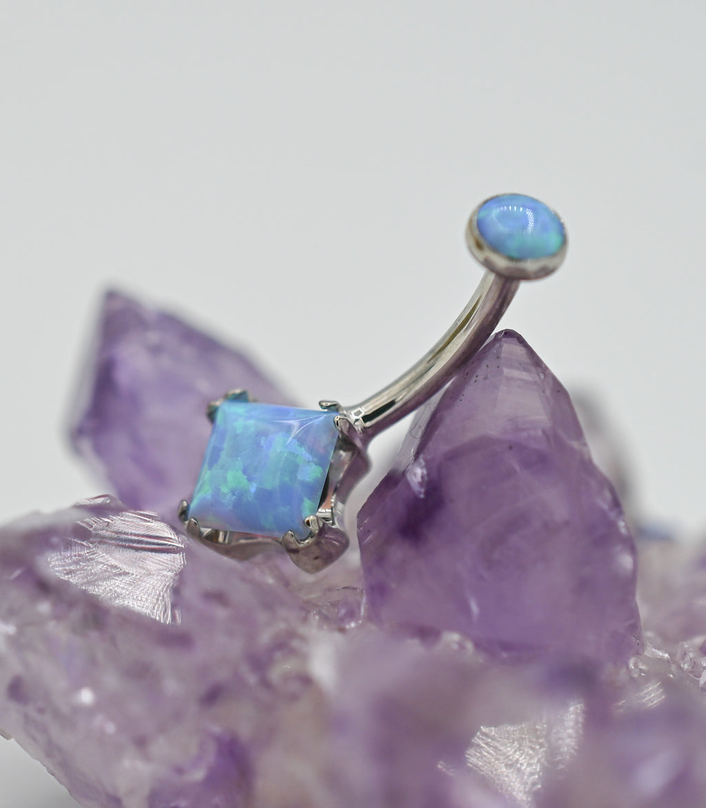 Opal Princess-Cut Navel Curve by Anatometal (ALL COLORS)