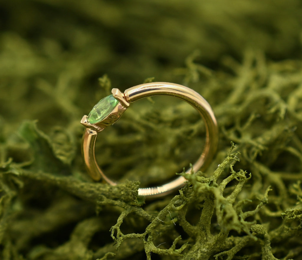 Tsavorite Fixed Bead Seam Ring Marquise Prong by BVLA
