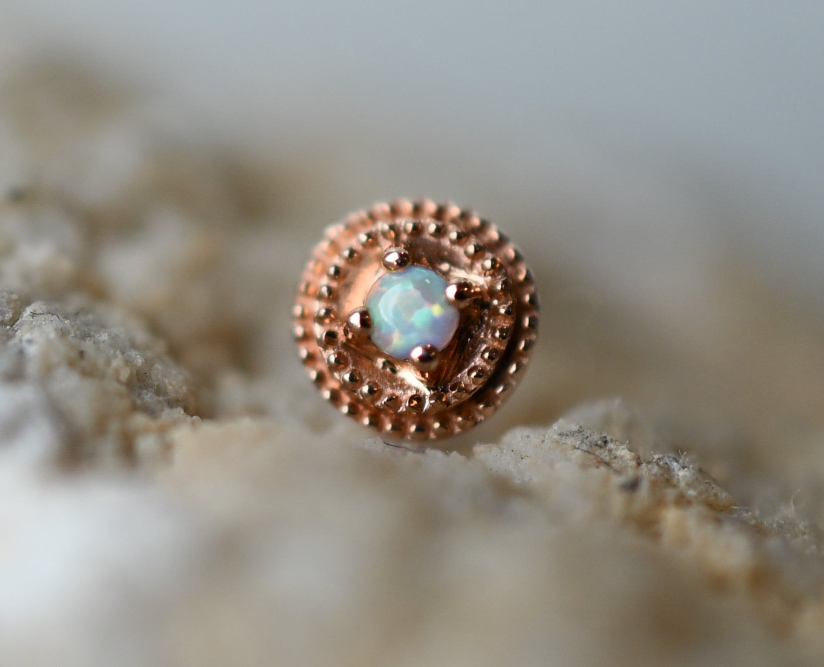 Round Double Milgrain with Opal by Junipurr