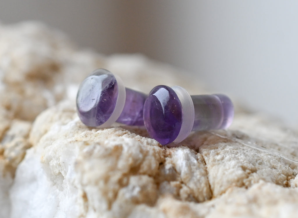 Pair of Genuine Amethyst Single Flare Plug