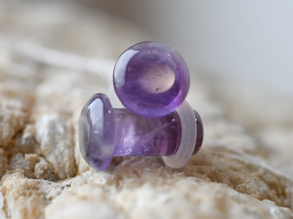 Pair of Genuine Amethyst Single Flare Plug