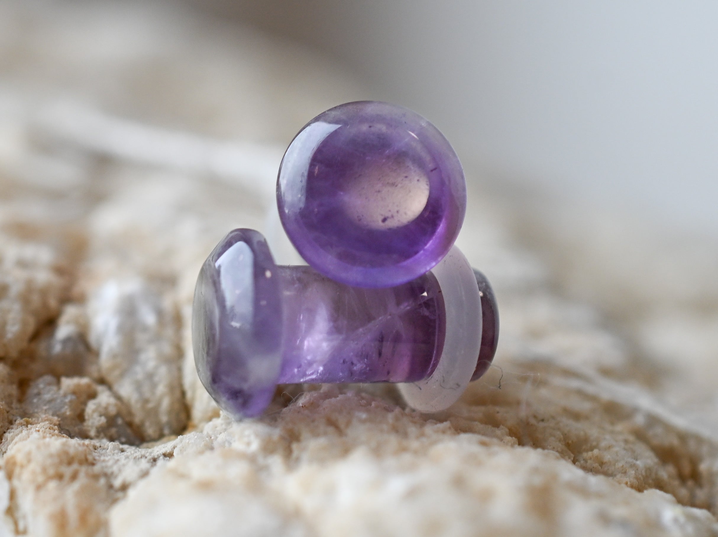 Pair of Genuine Amethyst Single Flare Plug
