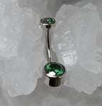 Dark Green CZ Bezel Navel by Industrial Strength (4mm top/6mm bottom bezel)