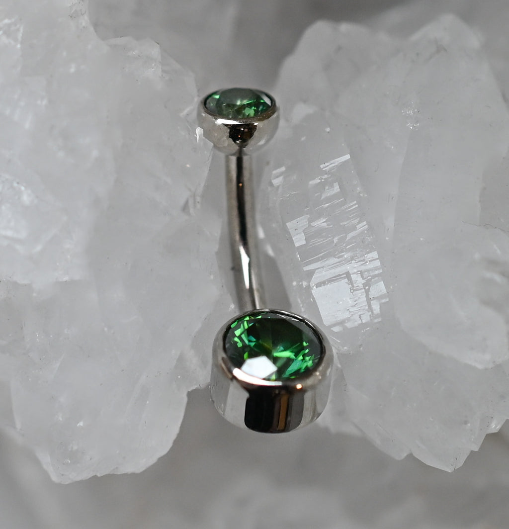 Faceted CZ Bezel-Set Navel Curve (6mm Bottom/4mm Top) by Industrial Strength