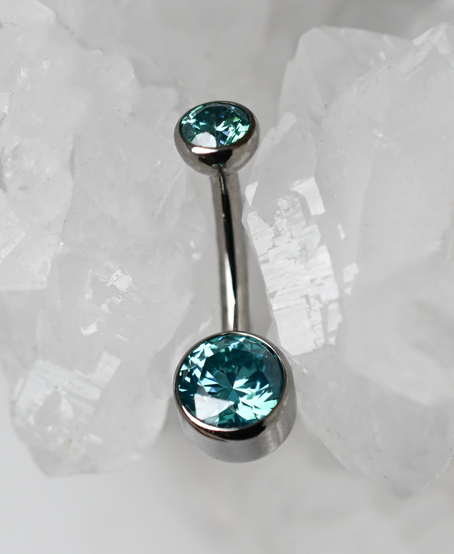 Light Green CZ Bezel Navel by Industrial Strength (4mm top/6mm bottom bezel)