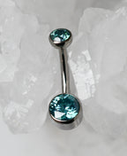 Faceted CZ Bezel-Set Navel Curve (6mm Bottom/4mm Top) by Industrial Strength