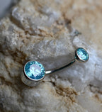 Faceted CZ Bezel-Set Navel Curve (6mm Bottom/4mm Top) by Industrial Strength