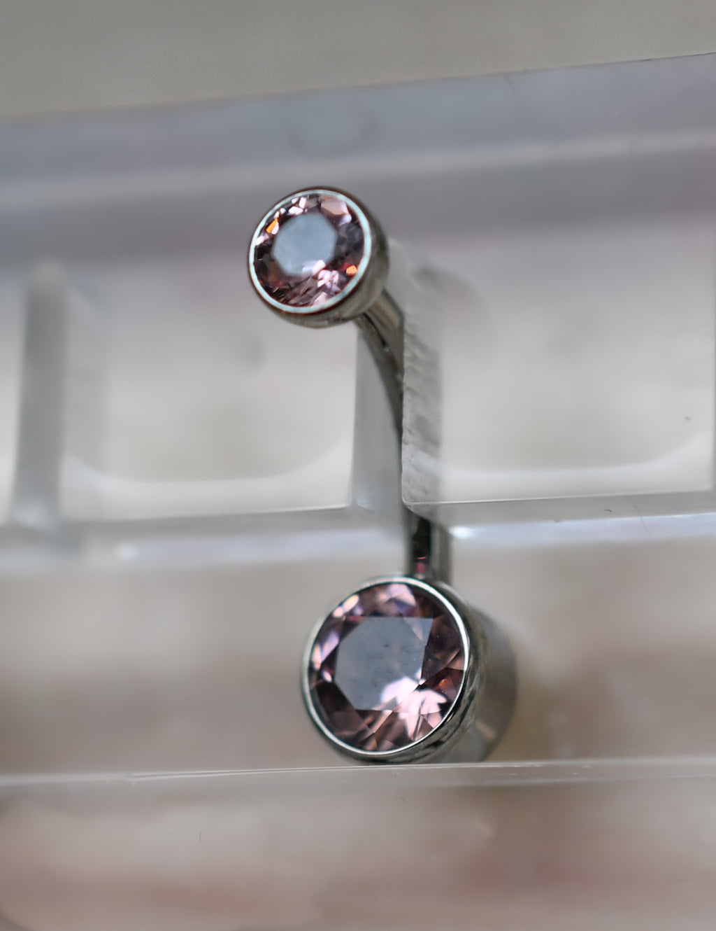 Faceted CZ Bezel-Set Navel Curve (6mm Bottom/4mm Top) by Industrial Strength
