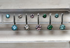 Faceted CZ Bezel-Set Navel Curve (6mm Bottom/4mm Top) by Industrial Strength