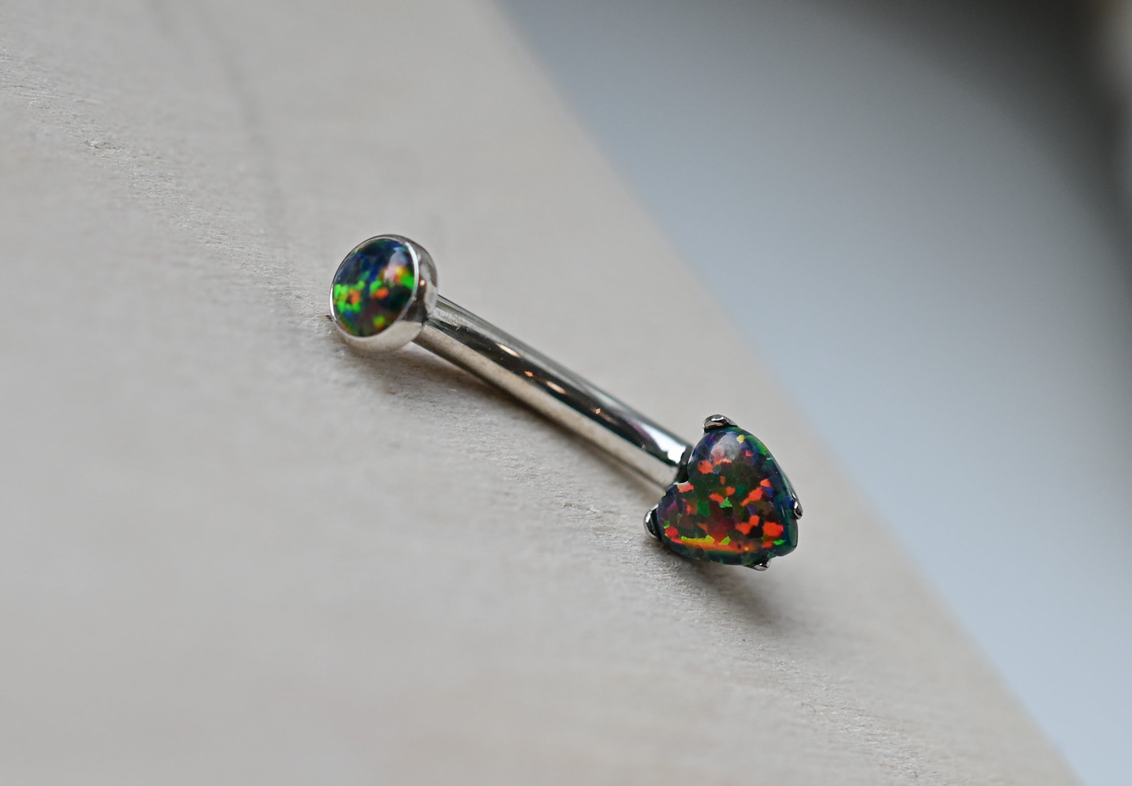 Black Opal Heart Navel Curve by Anatometal