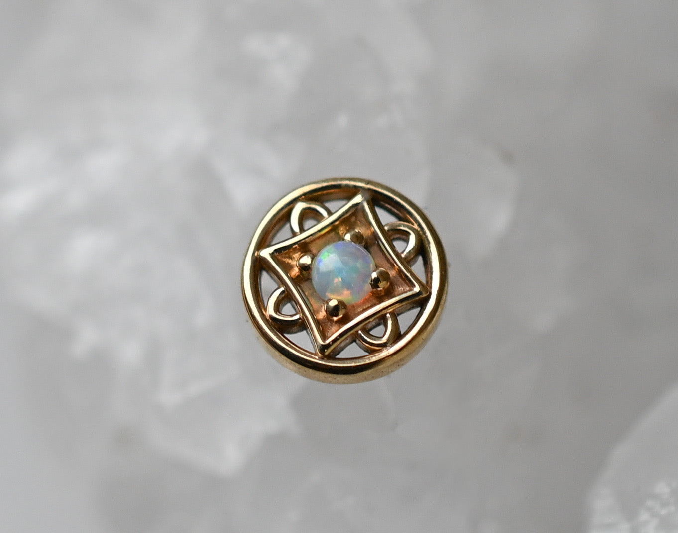 14ga Deco Circle with White Opal by Body Gems