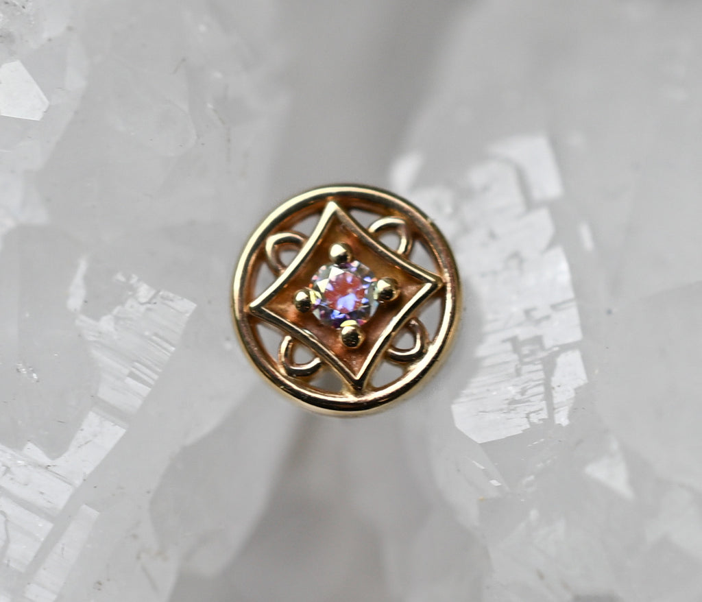 14ga Deco Circle with Aurora Borealis CZ by Body Gems