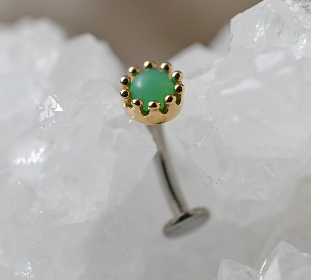 14g Threaded Sandblasted Chrysoprase Crown Prong by BVLA