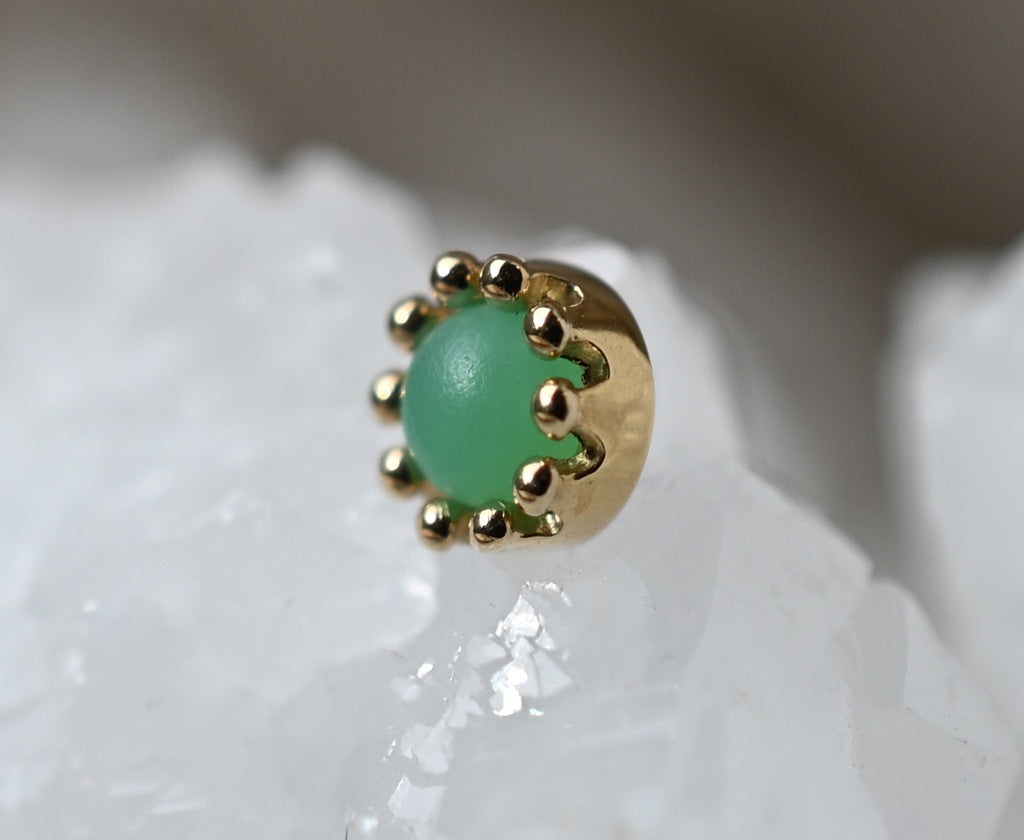 14g Threaded Sandblasted Chrysoprase Crown Prong by BVLA
