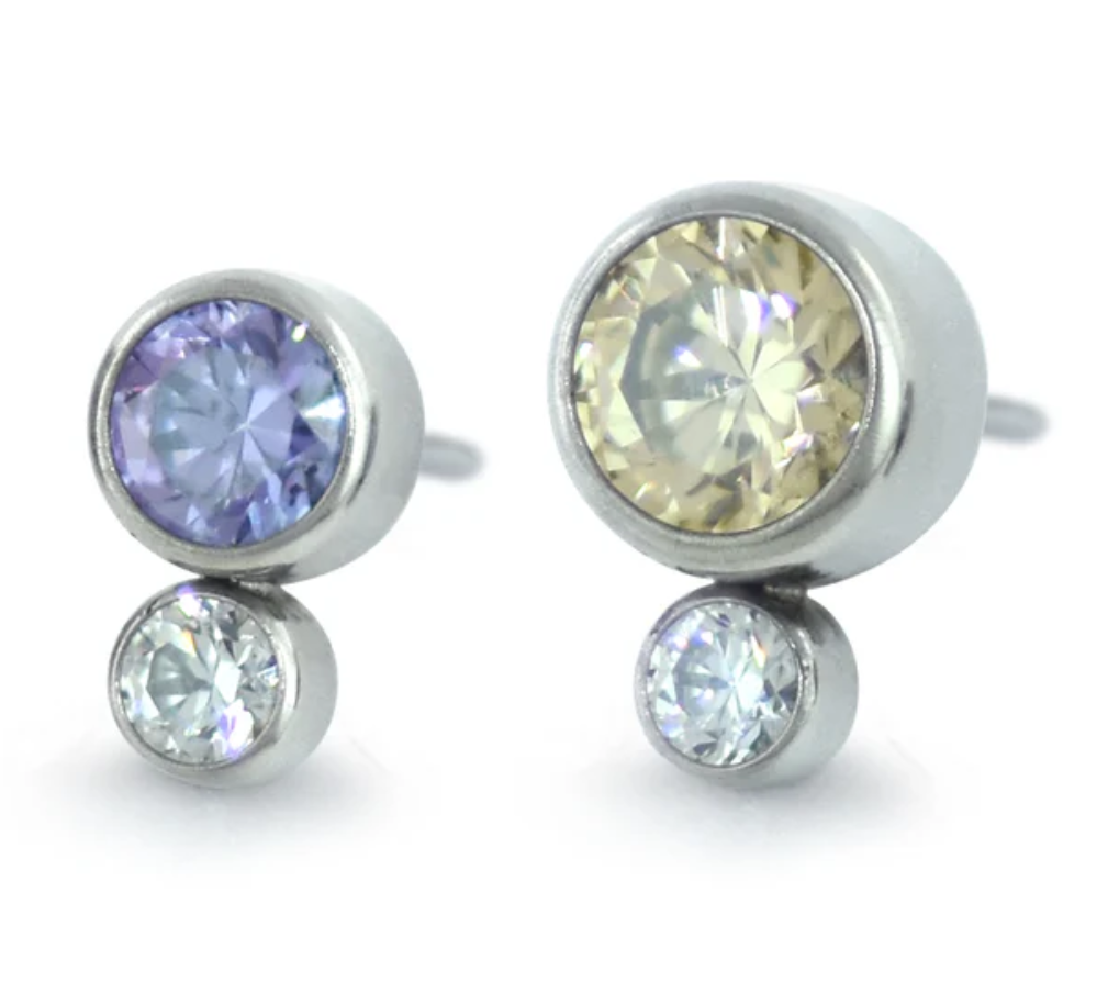 Bezel Set Two Gem Faceted Cluster by NeoMetal