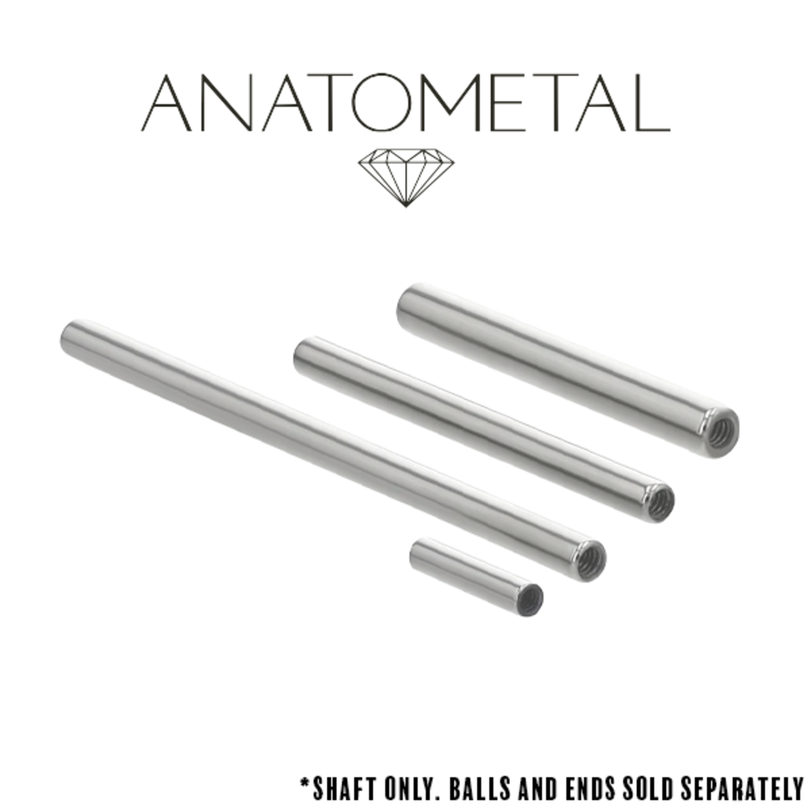 18g Threaded Straight Barbell (shaft only) by Anatometal