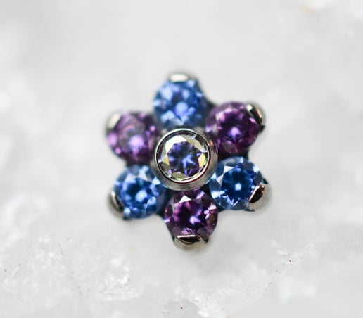 14g Threaded Flower (2mm Gems) by Industrial Strength