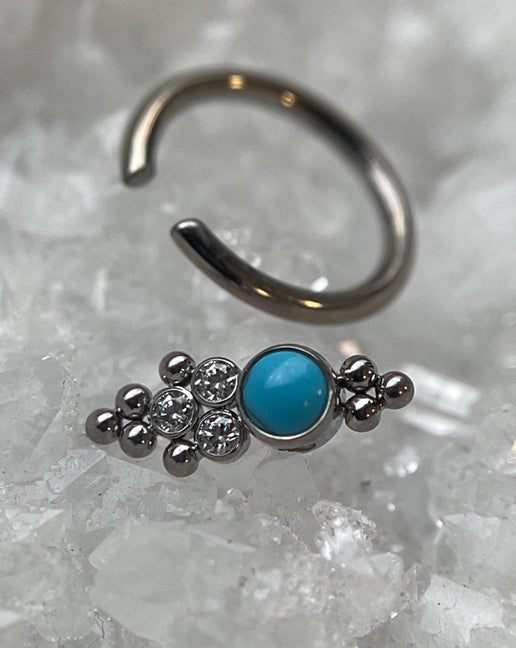 Turquoise/CZ "Cascade" Captive Cluster by LeRoi