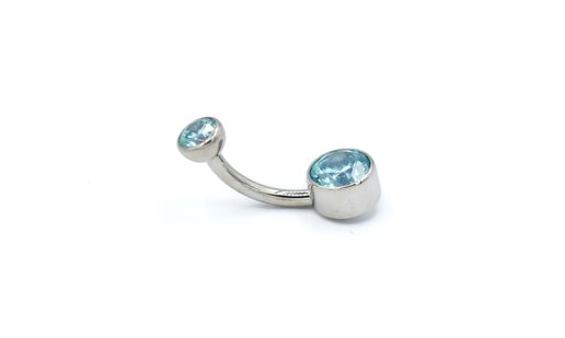 Faceted CZ Bezel-Set Navel Curve (6mm Bottom/4mm Top) by Industrial Strength
