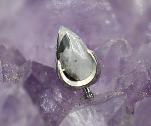 14g 4mm Prong-Set Opal/ Natural Stone Bullet End by People's Jewelry