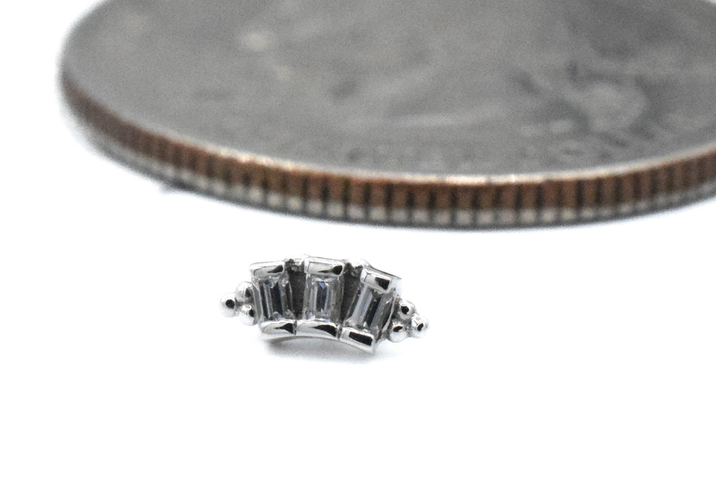 Tiny 3 Gem Straight Baquette Panaraya with White CZ by BVLA