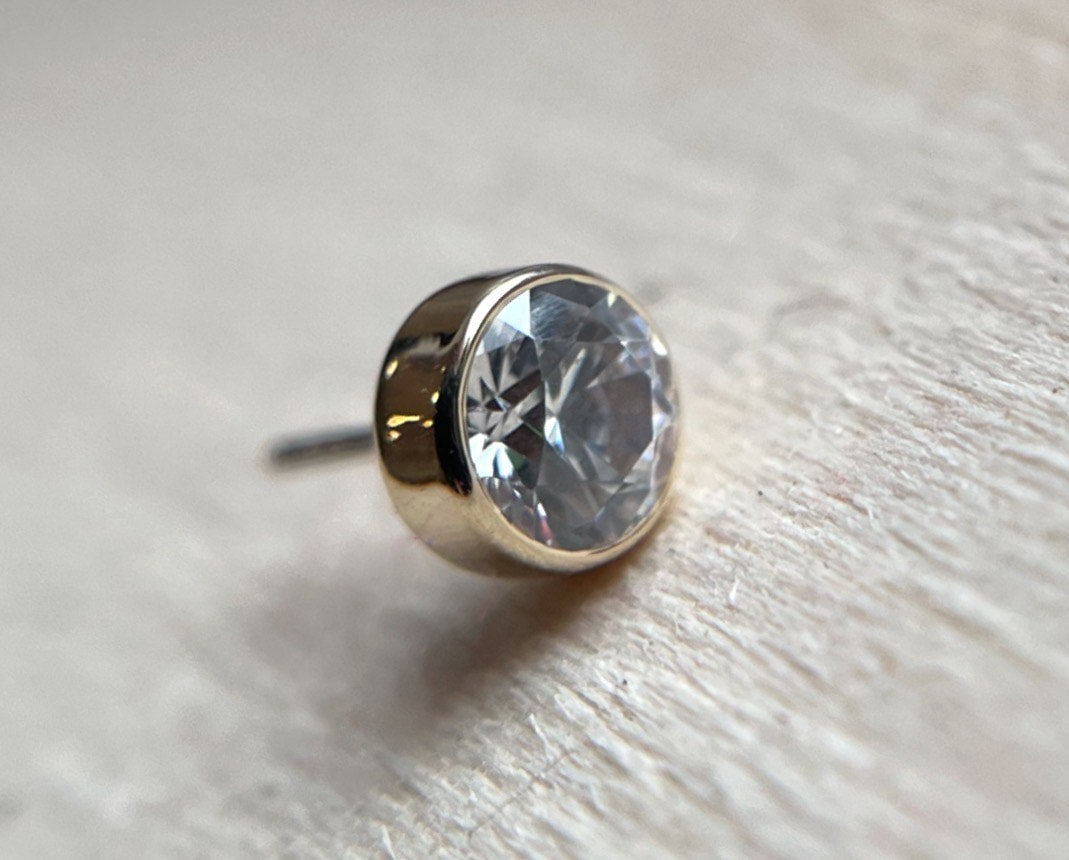 14k Gold CZ Bezel by Body Gems