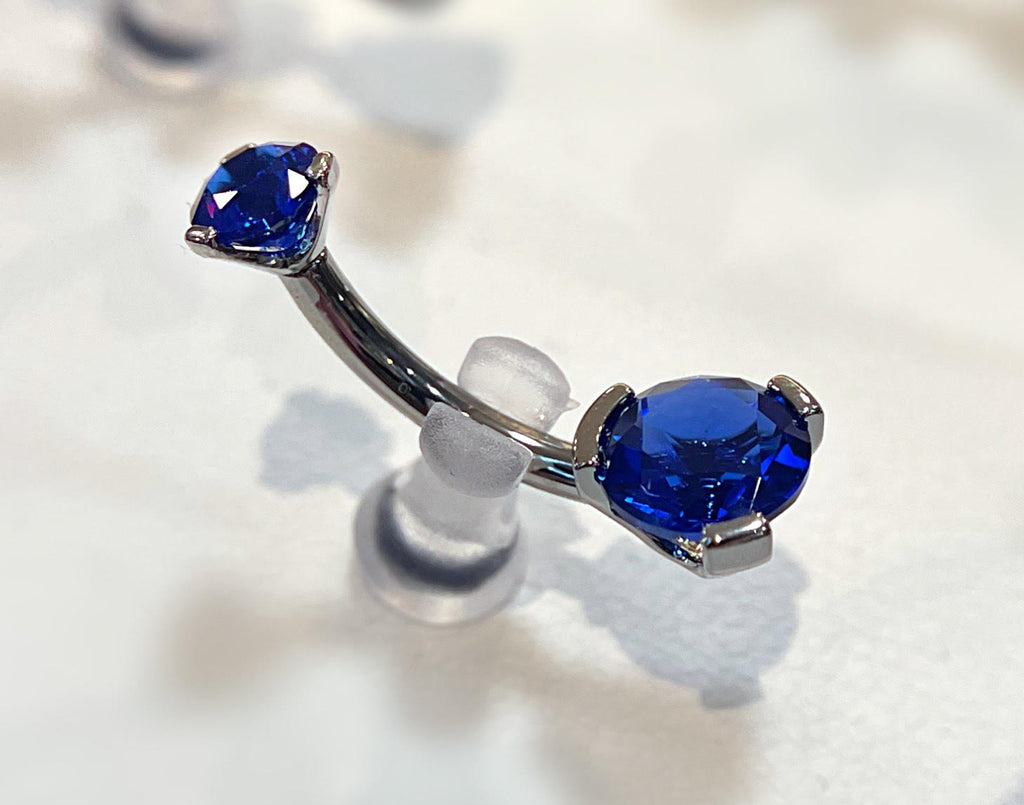 Prong-Set Round Faceted Gem Navel Curve by Industrial Strength (ALL COLORS)