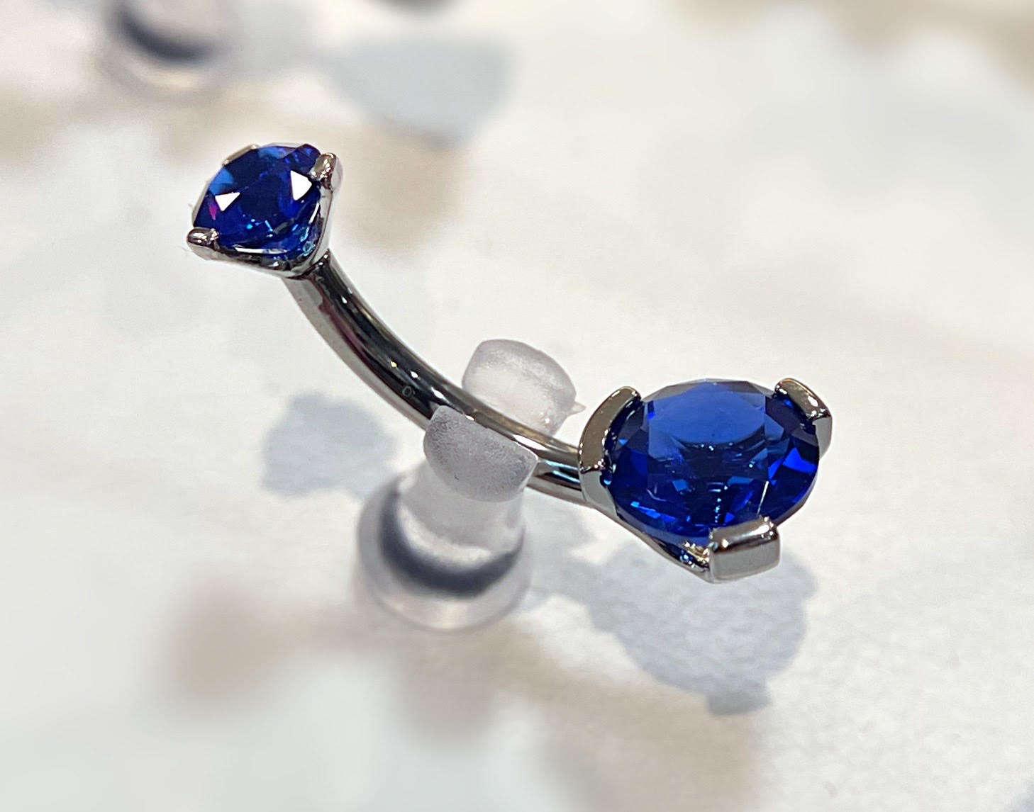 Prong-Set Round Faceted Gem Navel Curve by Industrial Strength (ALL COLORS)