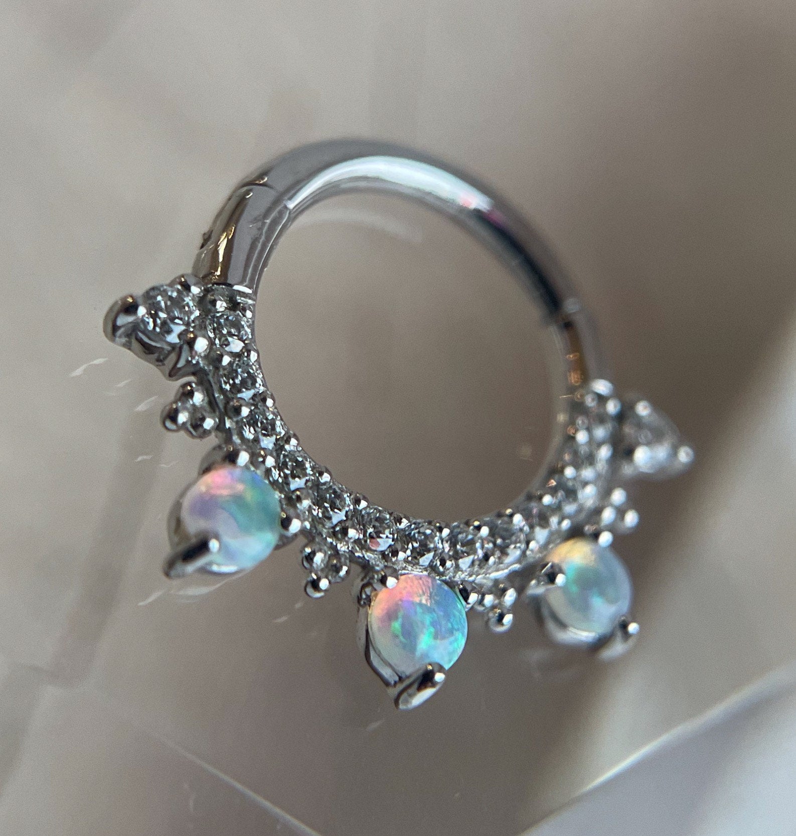 Gigi (CZ + Opal) Clicker by Buddha Jewelry Organics