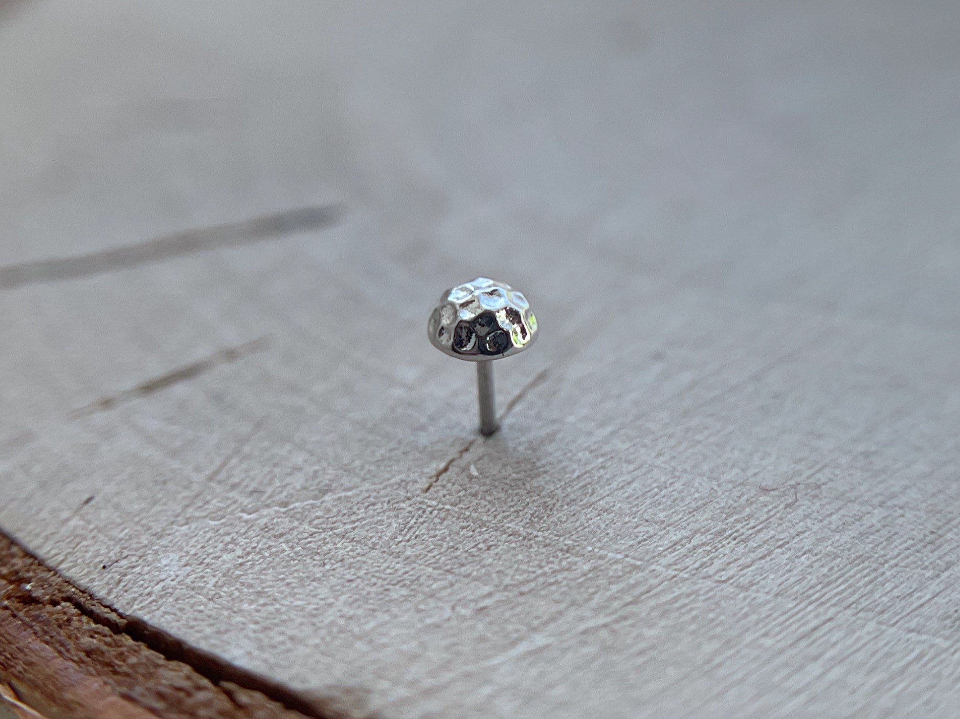 White Gold Hammered Dome by Junipurr Jewelry