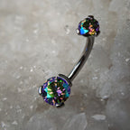 Prong-Set Round Faceted Gem Navel Curve by Industrial Strength (ALL COLORS)