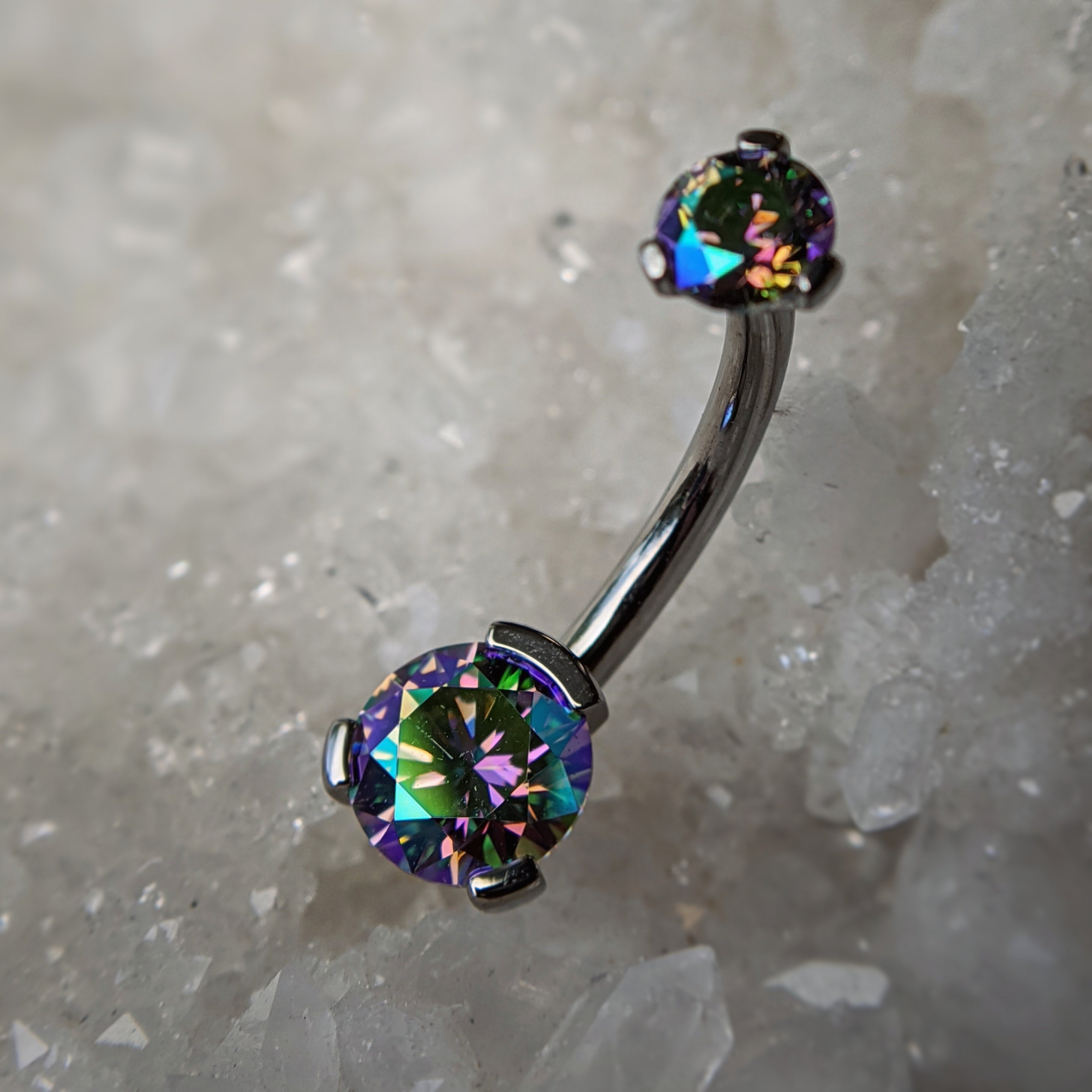 Prong-Set Round Faceted Gem Navel Curve by Industrial Strength (ALL COLORS)