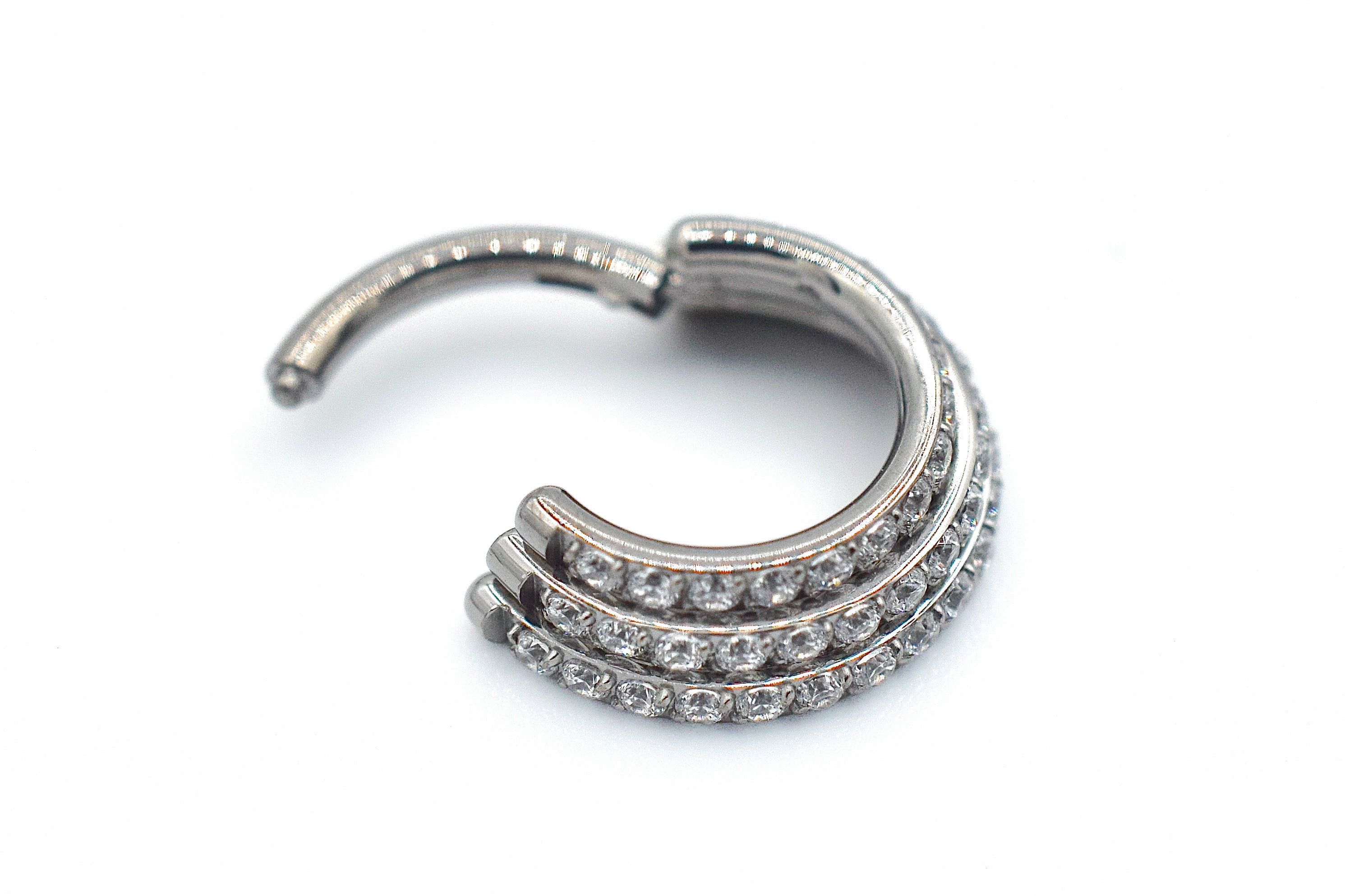 Titanium "Triple Stack" with Clear CZ Clicker by Crucial