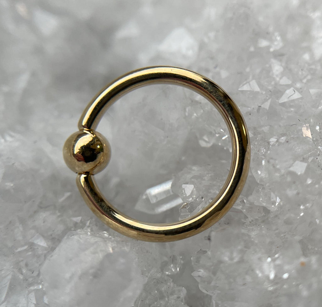 16g 14k Gold Captive Bead Ring by Body Gems
