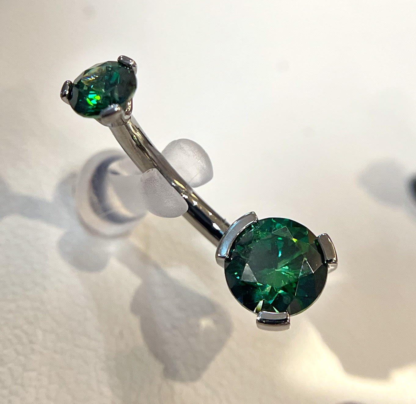 Prong-Set Round Faceted Gem Navel Curve by Industrial Strength (ALL COLORS)