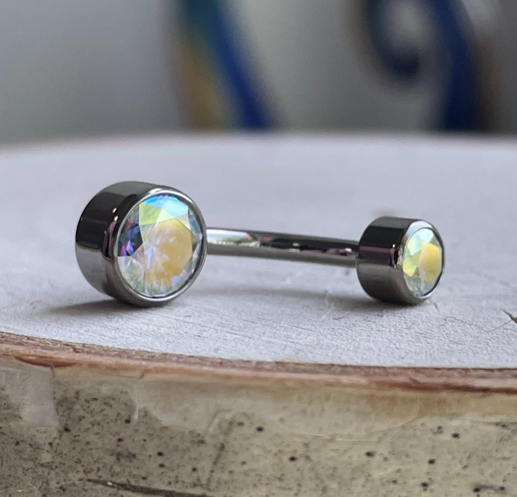 Aurora Borealis Navel Curve by Industrial Strength (4mm/6mm Bezel Gems)