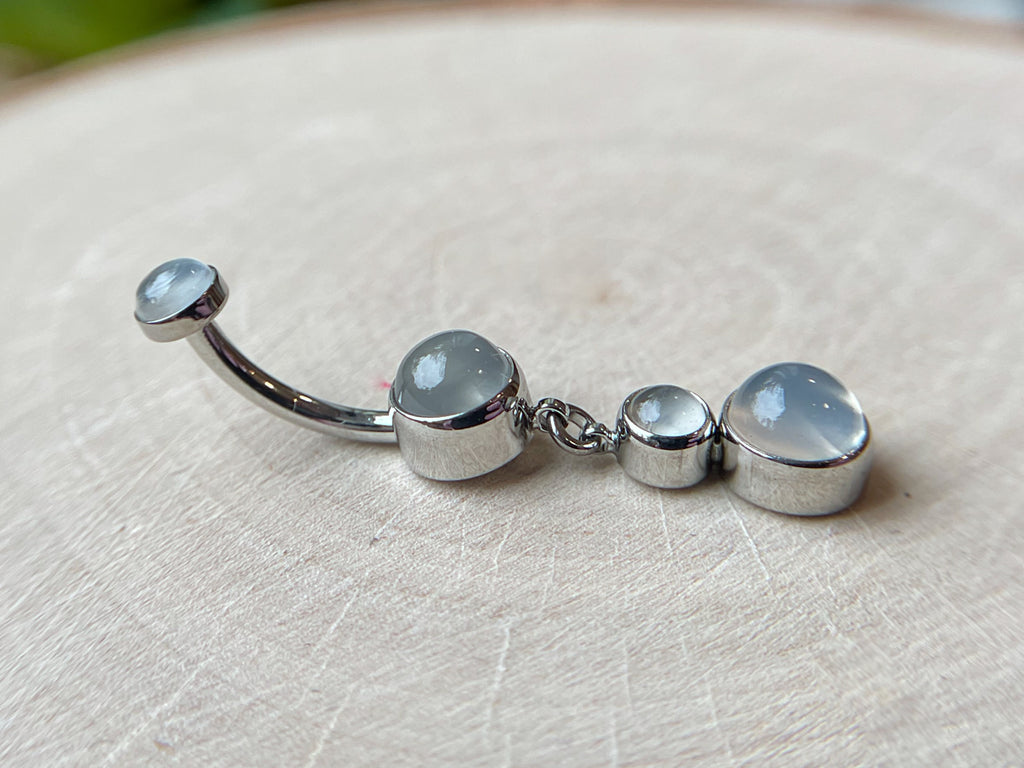 Double Natural Stone Dangle Navel Curve by Industrial Strength