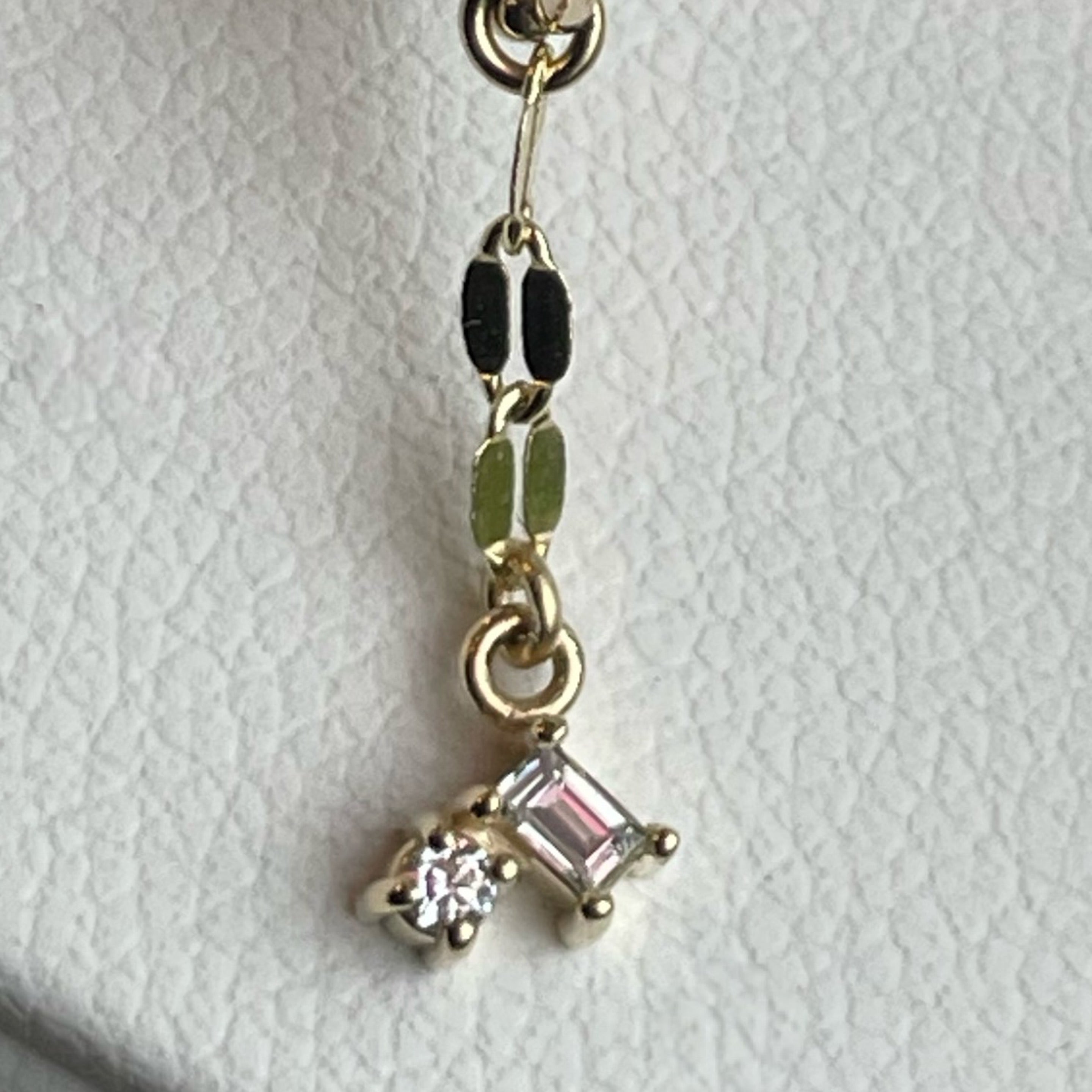 Rectangle & Round Diamond Dangle by Diamond Heart Studios