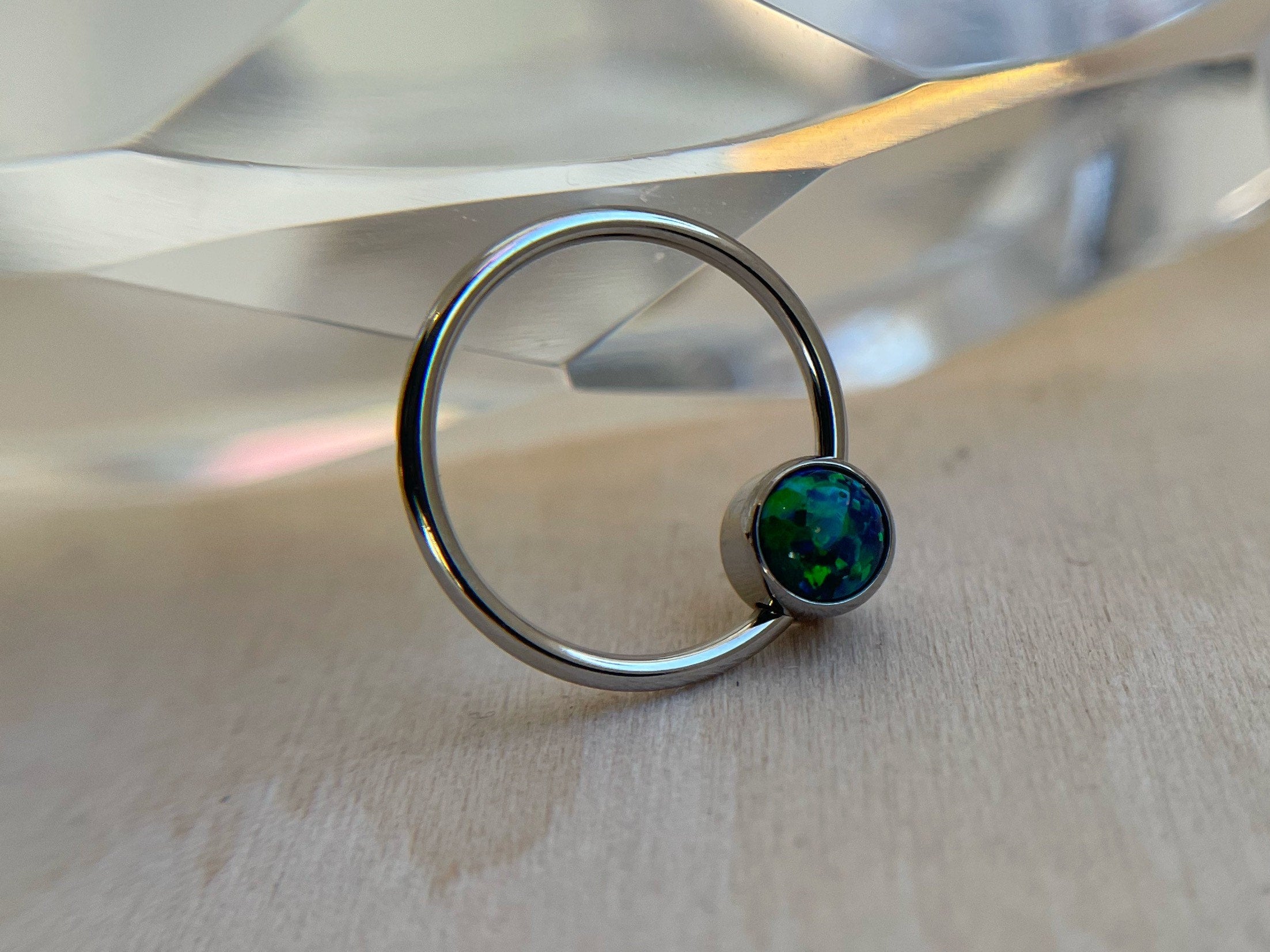 Titanium Captive Gem Beads (CZ, Opal & Natural Stone)