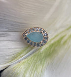 Pear Halo with Sandblasted Sea Blue Chalcedony & Aquamarine by BVLA