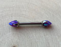 14g 4mm Prong-Set Opal/ Natural Stone Bullet End by People's Jewelry